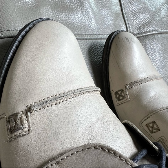 Charles David Leather Ankle Boots Sz 6.5 Lace-Up Cream Italy Moto Grunge Boho - Picture 9 of 14